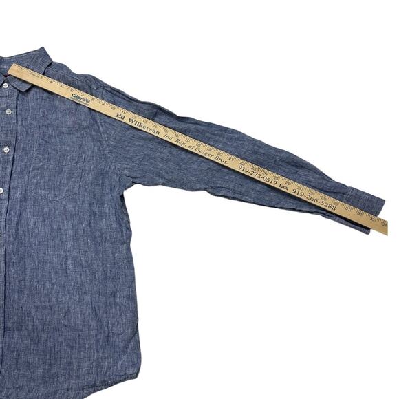 Untuckit Shirt Mens Sz XL Blue Slim Fit 100% Linen Button Up Long Sleeve *FLAW* - Picture 9 of 11